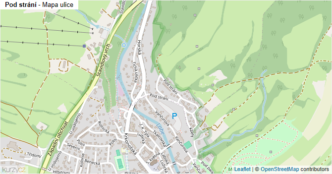 Pod strání - mapa ulice
