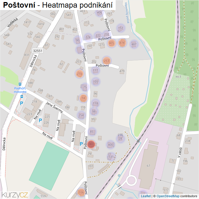 Mapa Poštovní - Firmy v ulici.