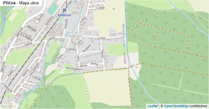 Příčná - mapa ulice