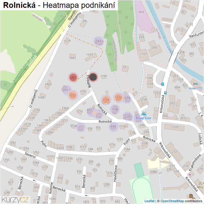 Mapa Rolnická - Firmy v ulici.
