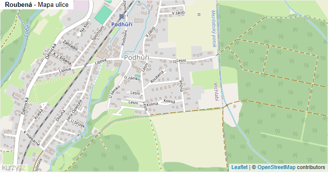 Roubená - mapa ulice
