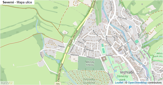 Severní - mapa ulice