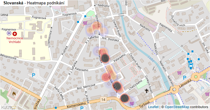 Slovanská - mapa podnikání