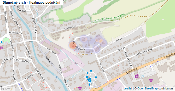 Slunečný vrch - mapa podnikání