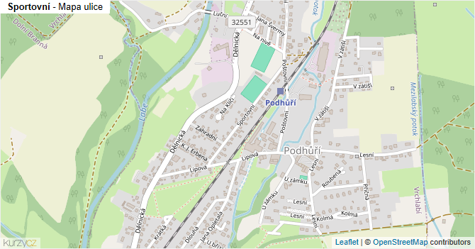 Sportovní - mapa ulice