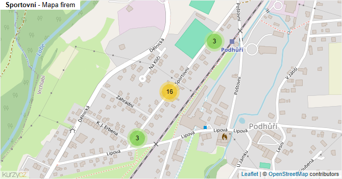 Sportovní - mapa firem