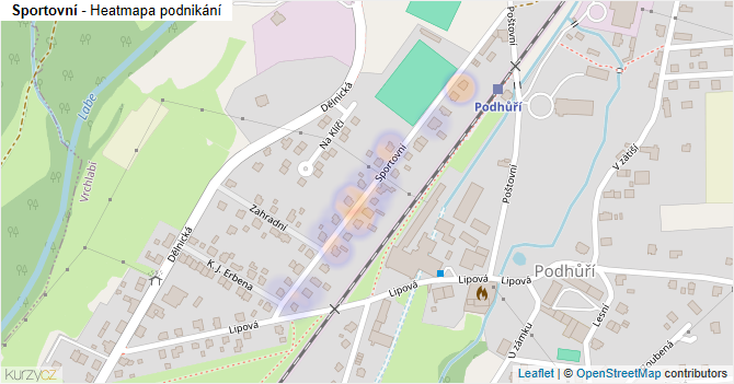 Sportovní - mapa podnikání