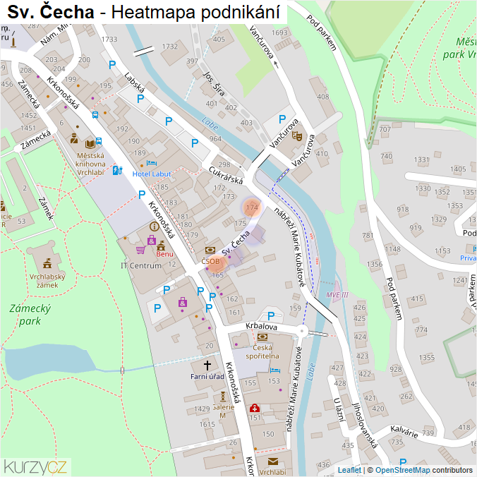 Mapa Sv. Čecha - Firmy v ulici.