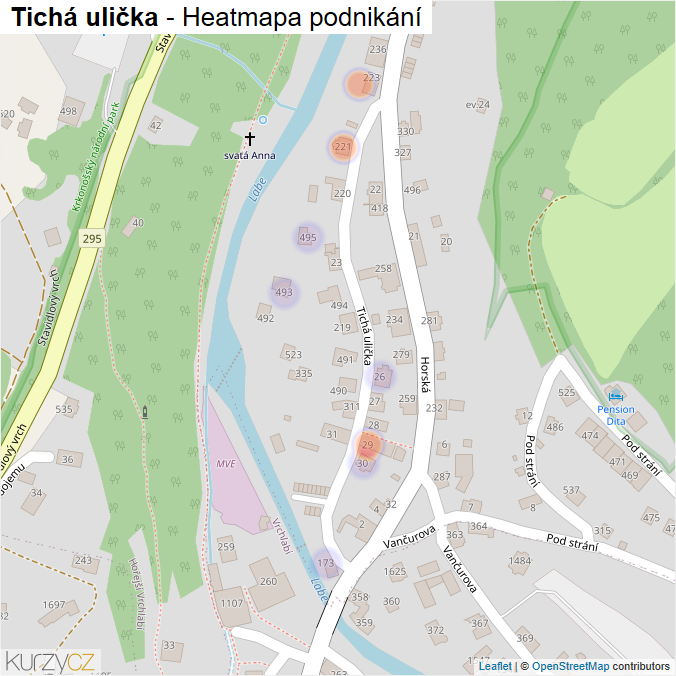 Mapa Tichá ulička - Firmy v ulici.