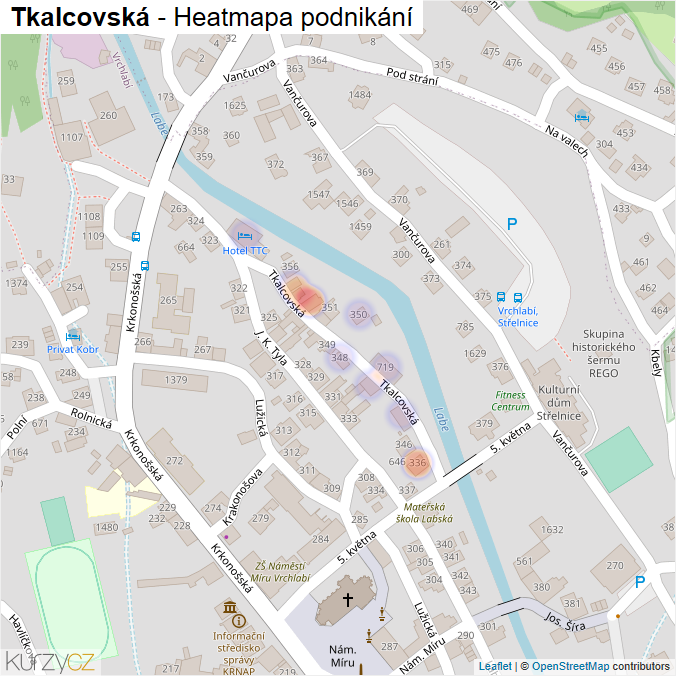 Mapa Tkalcovská - Firmy v ulici.