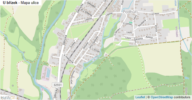 U břízek - mapa ulice