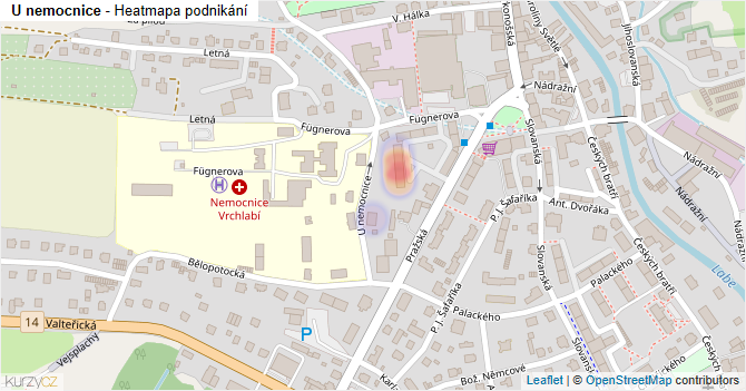 U nemocnice - mapa podnikání