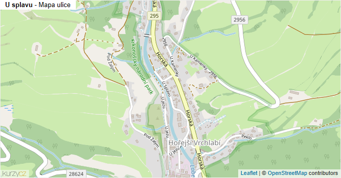 U splavu - mapa ulice