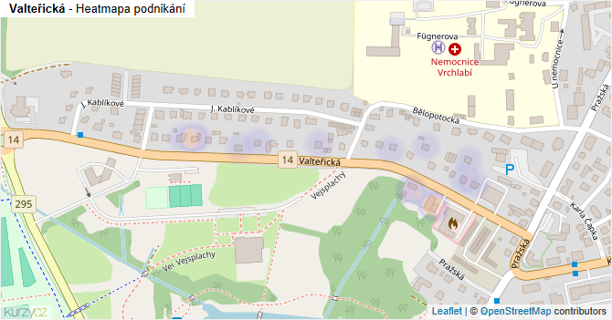 Valteřická - mapa podnikání