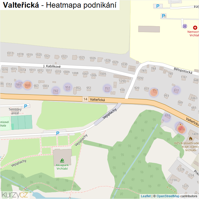 Mapa Valteřická - Firmy v ulici.