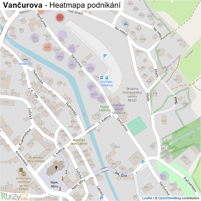 Mapa Vančurova - Firmy v ulici.