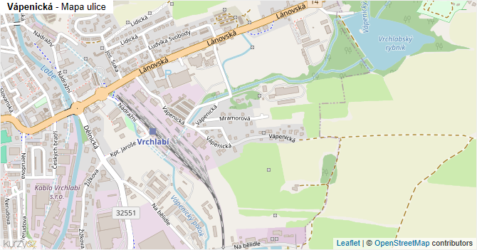 Vápenická - mapa ulice