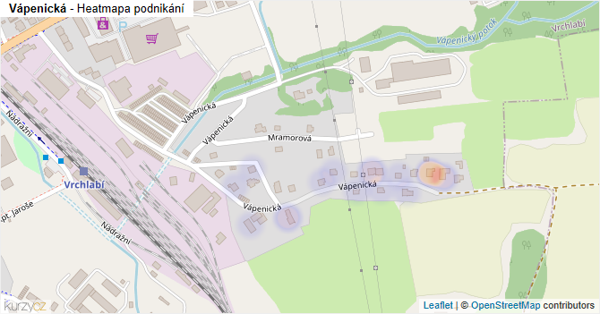Vápenická - mapa podnikání