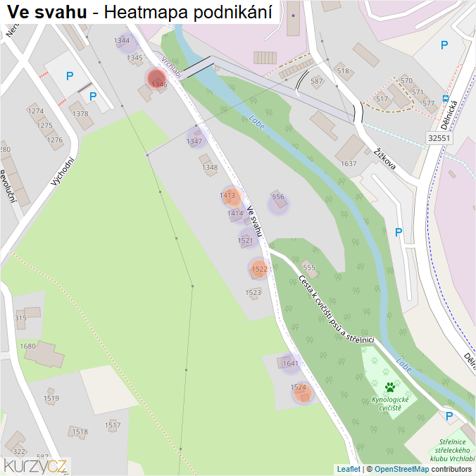 Mapa Ve svahu - Firmy v ulici.