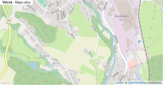 Větrná - mapa ulice