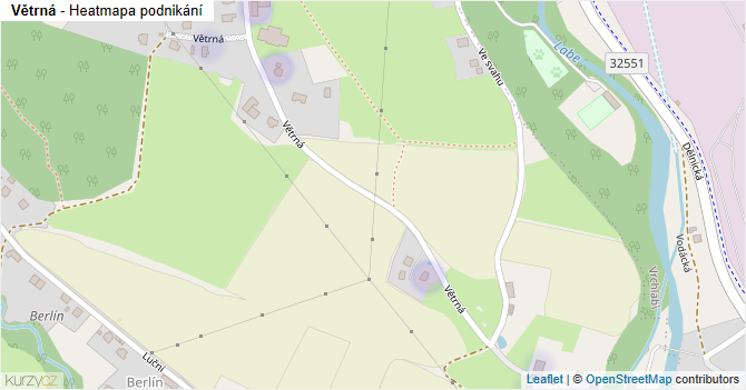 Větrná - mapa podnikání