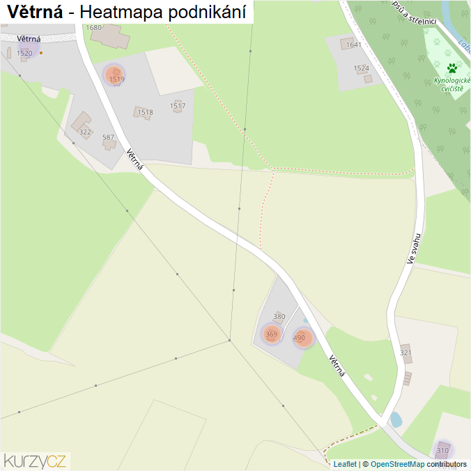Mapa Větrná - Firmy v ulici.