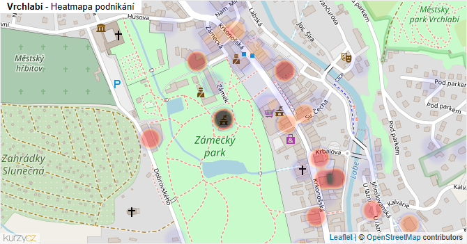Vrchlabí - mapa podnikání