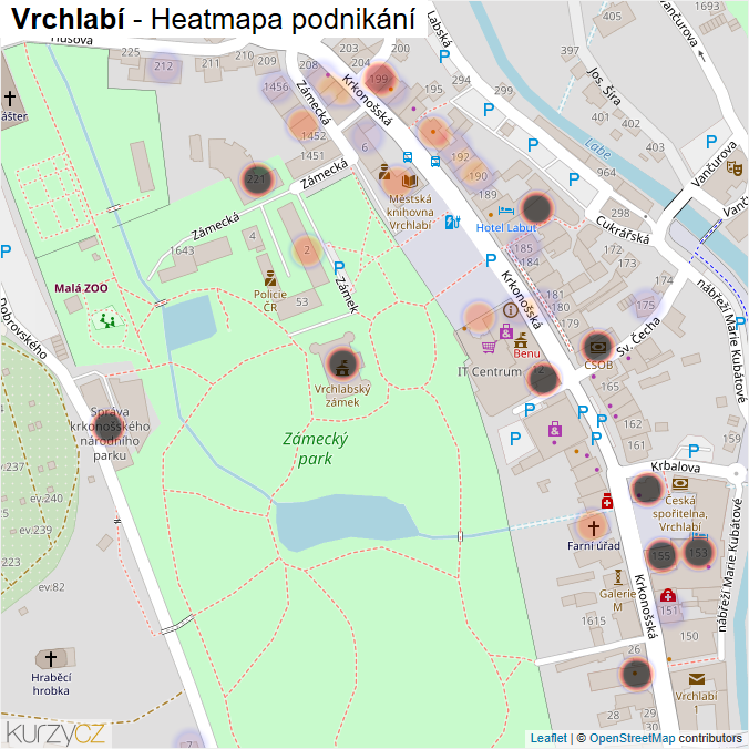 Mapa Vrchlabí - Firmy v části obce.