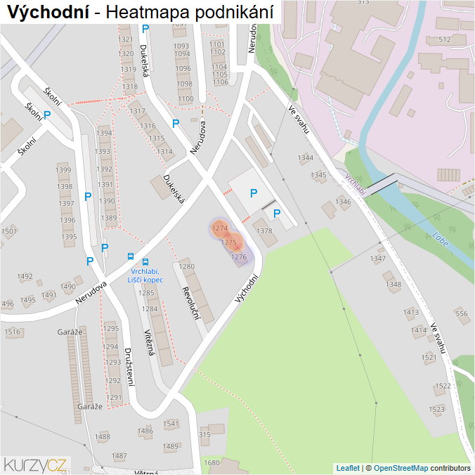 Mapa Východní - Firmy v ulici.