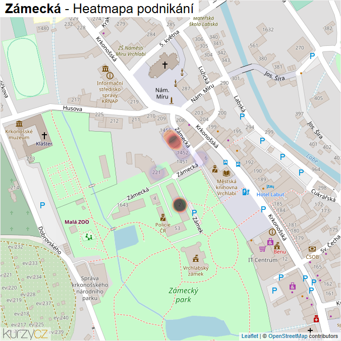 Mapa Zámecká - Firmy v ulici.