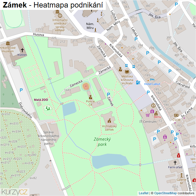 Mapa Zámek - Firmy v ulici.