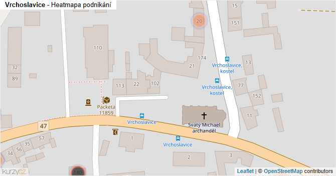 Vrchoslavice - mapa podnikání