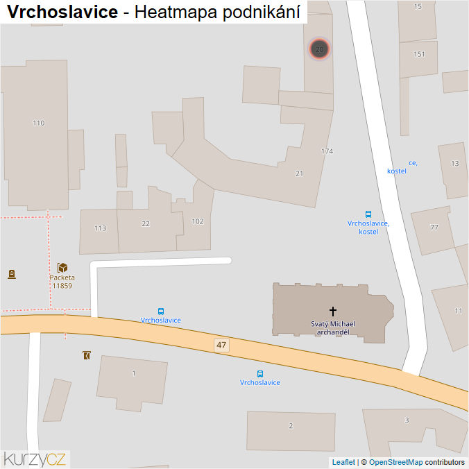 Mapa Vrchoslavice - Firmy v obci.