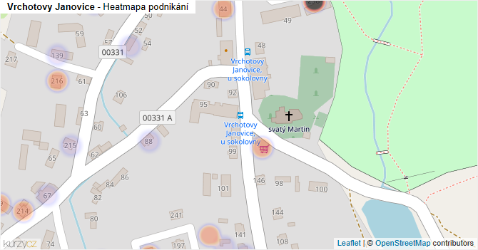 Vrchotovy Janovice - mapa podnikání