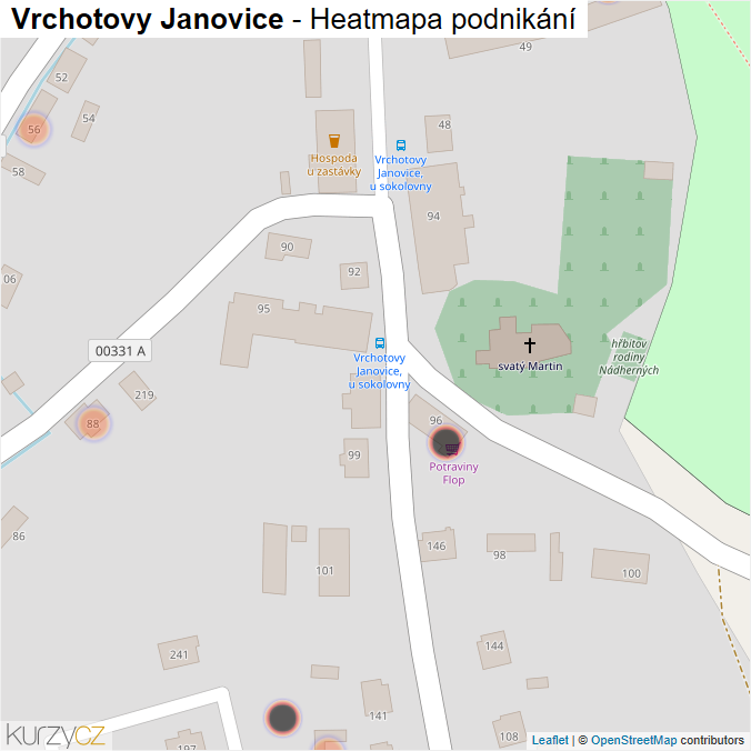 Mapa Vrchotovy Janovice - Firmy v obci.
