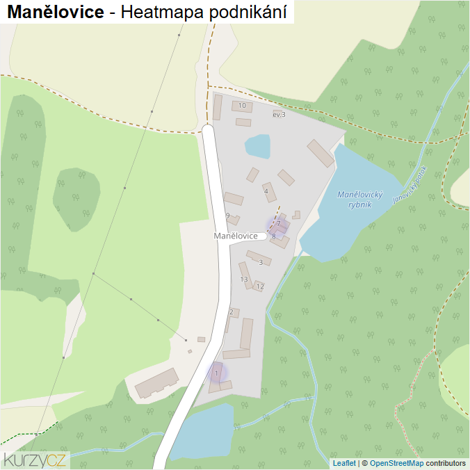 Mapa Manělovice - Firmy v části obce.