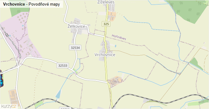 Vrchovnice - záplavové mapy stoleté vody