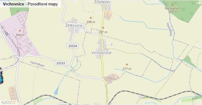 Vrchovnice - záplavové mapy stoleté vody