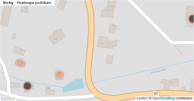 Vrchy - mapa podnikání