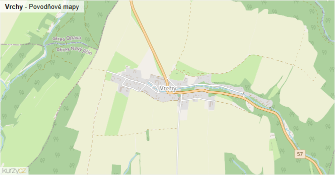 Vrchy - záplavové mapy stoleté vody