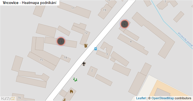 Vrcovice - mapa podnikání