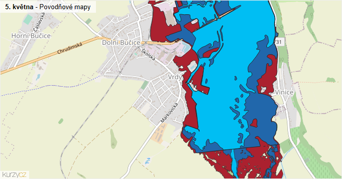 5. května - záplavové mapy stoleté vody