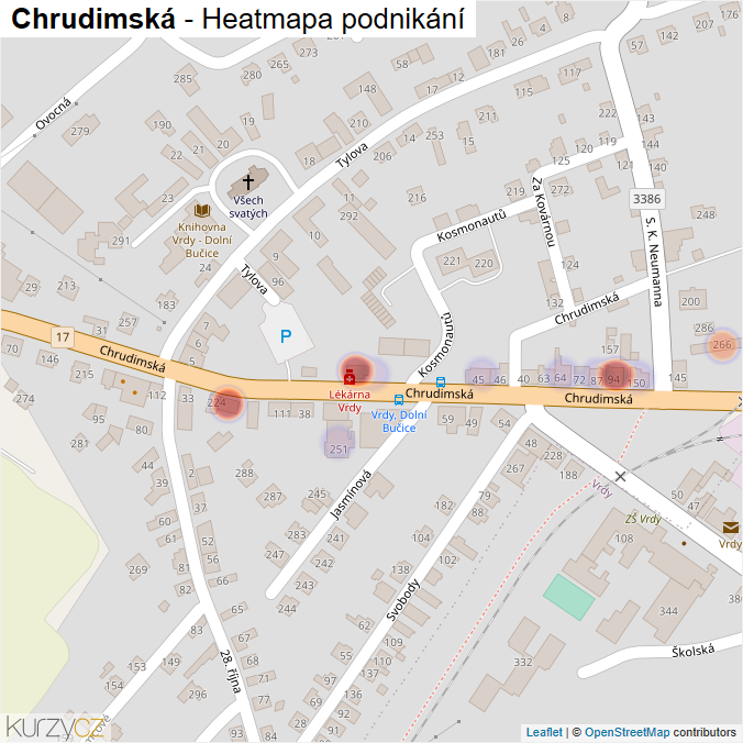 Mapa Chrudimská - Firmy v ulici.