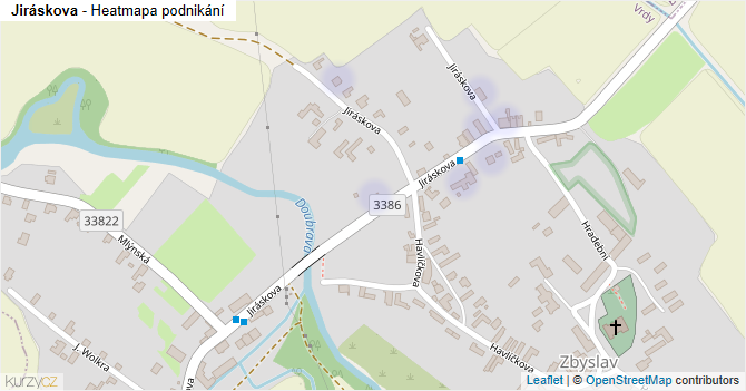 Jiráskova - mapa podnikání