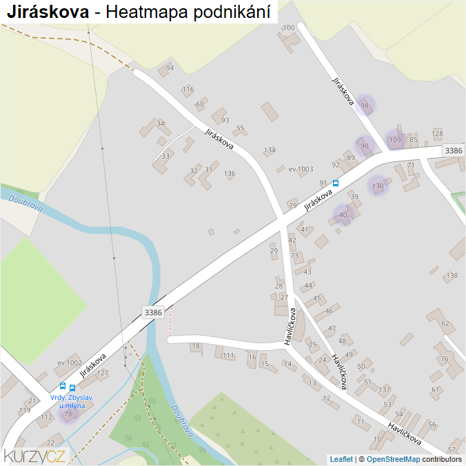Mapa Jiráskova - Firmy v ulici.