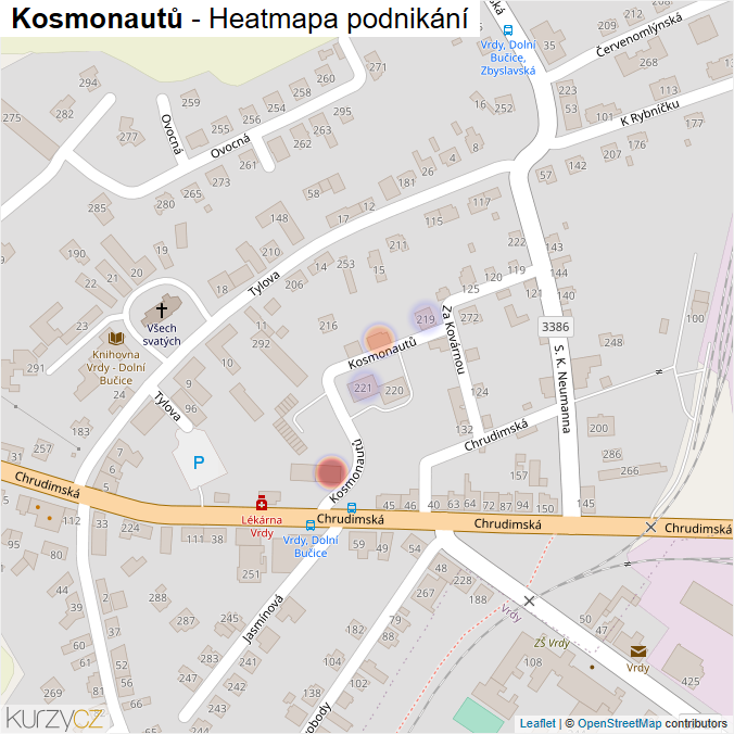Mapa Kosmonautů - Firmy v ulici.