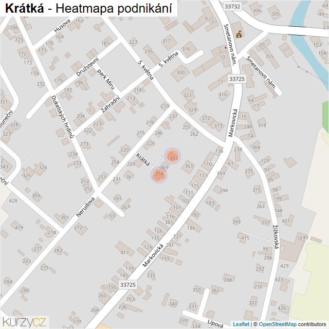 Mapa Krátká - Firmy v ulici.