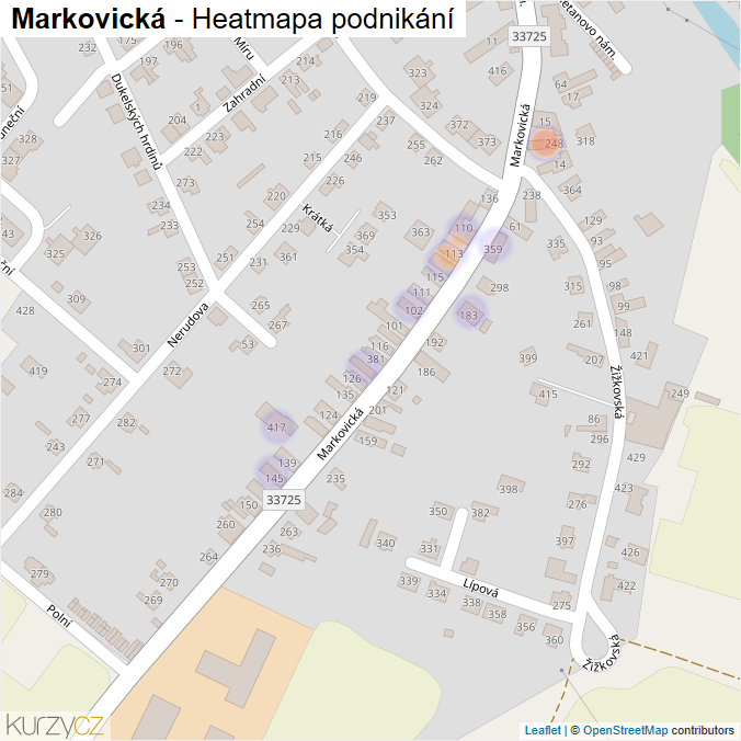 Mapa Markovická - Firmy v ulici.