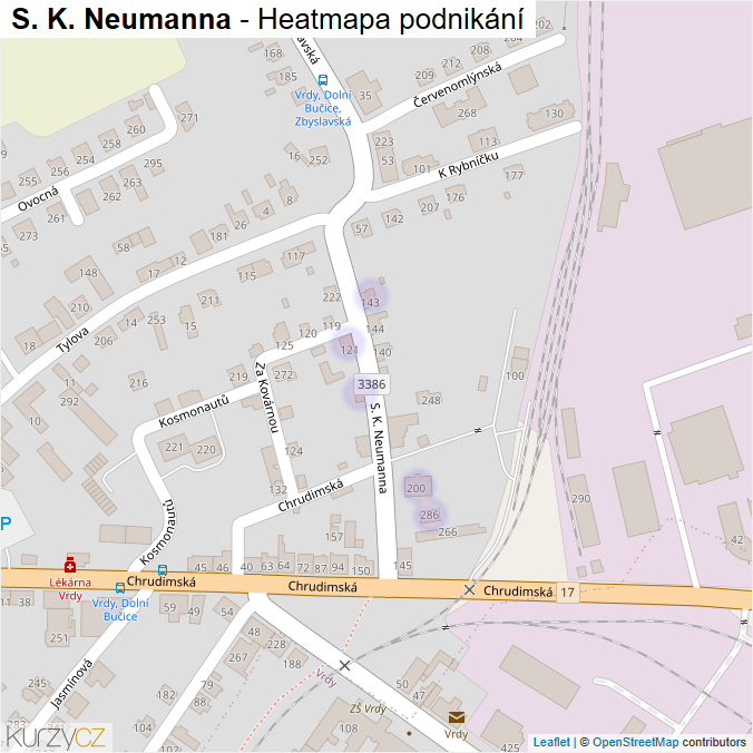 Mapa S. K. Neumanna - Firmy v ulici.