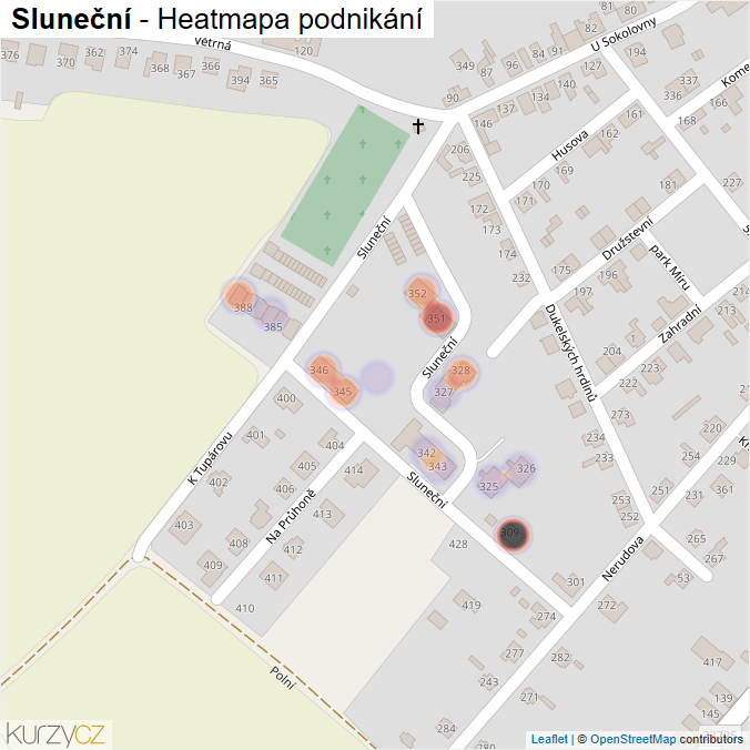 Mapa Sluneční - Firmy v ulici.